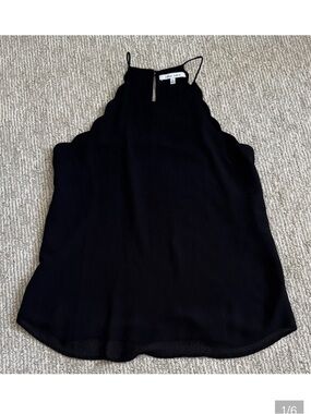 Black Halter Top High Neck Blouse Scalloped Edge Capsule Going Out Size S